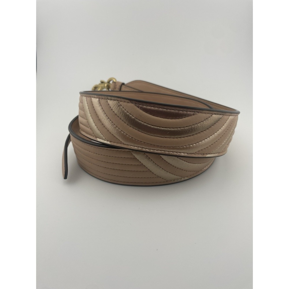 Coach Novelty Strap Quilted Deco Metallic Pink Nude‎ Leather Gold Hardware - Picture 2 of 9